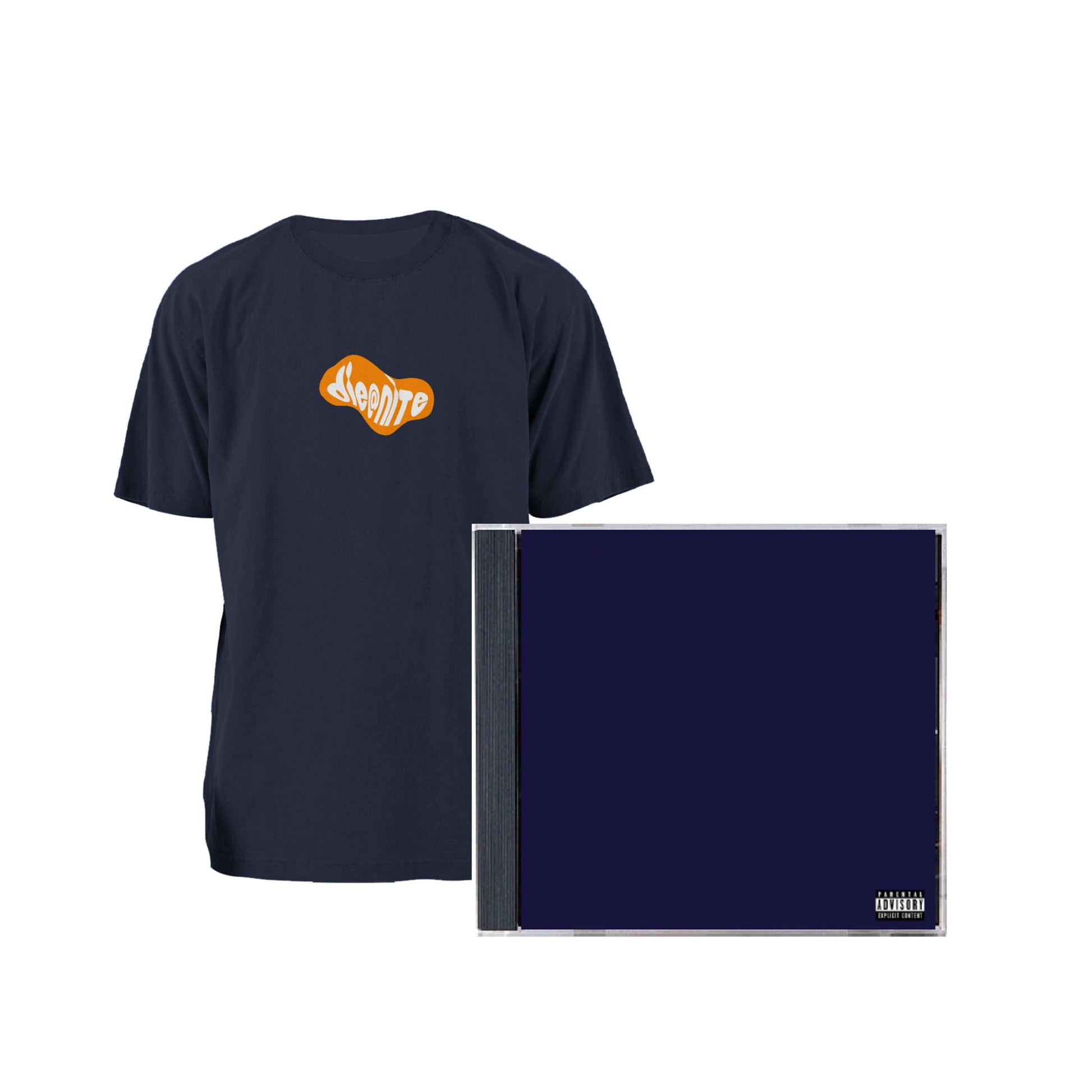 Navy Bundle featuring a Die@Nite Blob Tee and a Navy CD, perfect for music and fashion enthusiasts.