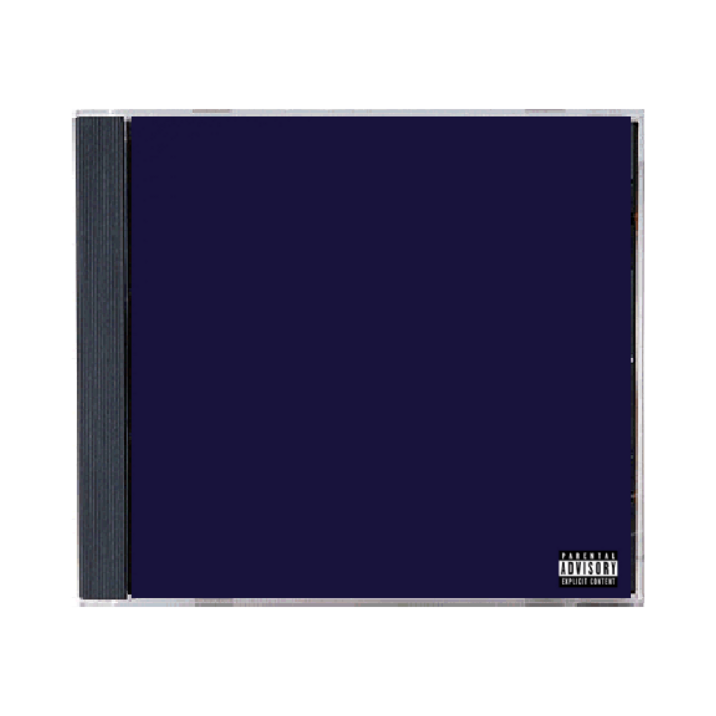 Navy CD cover featuring a solid navy blue design with a parental advisory label on the bottom.